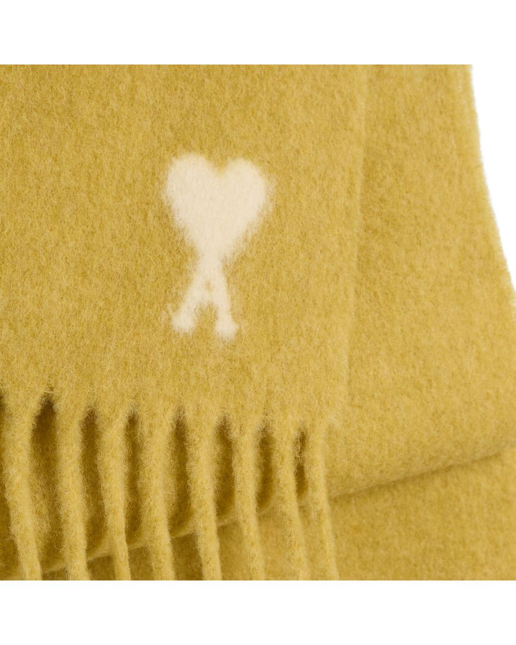 AMI Yellow Hairy Alpaca Wool Scarf for men