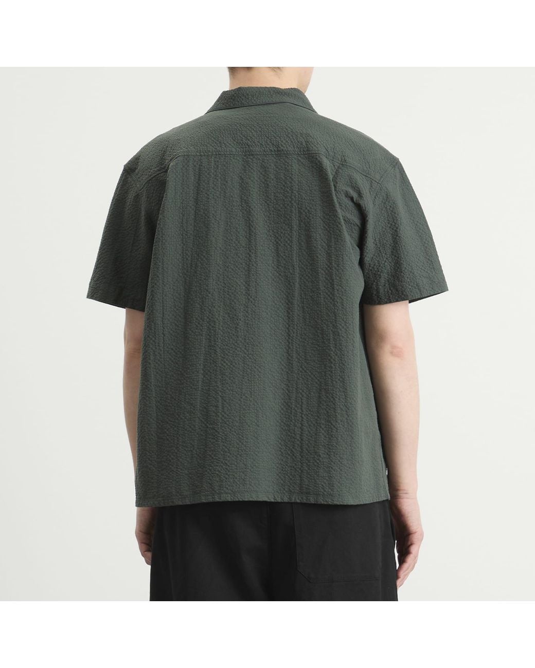 YMC Green Organic Seersucker Malick Shirt for men