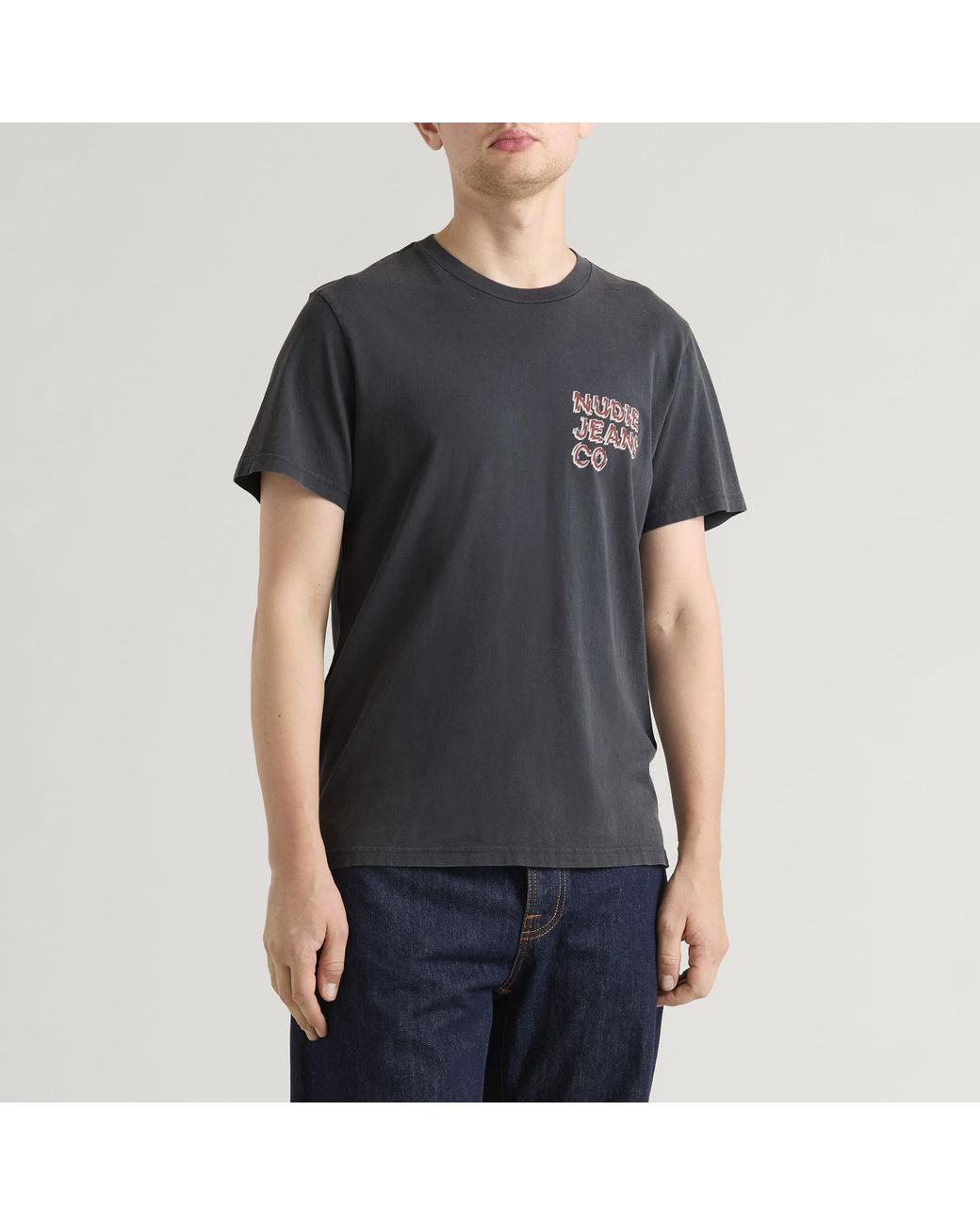 Nudie Jeans Black Roy Life Tracks T-Shirt for men