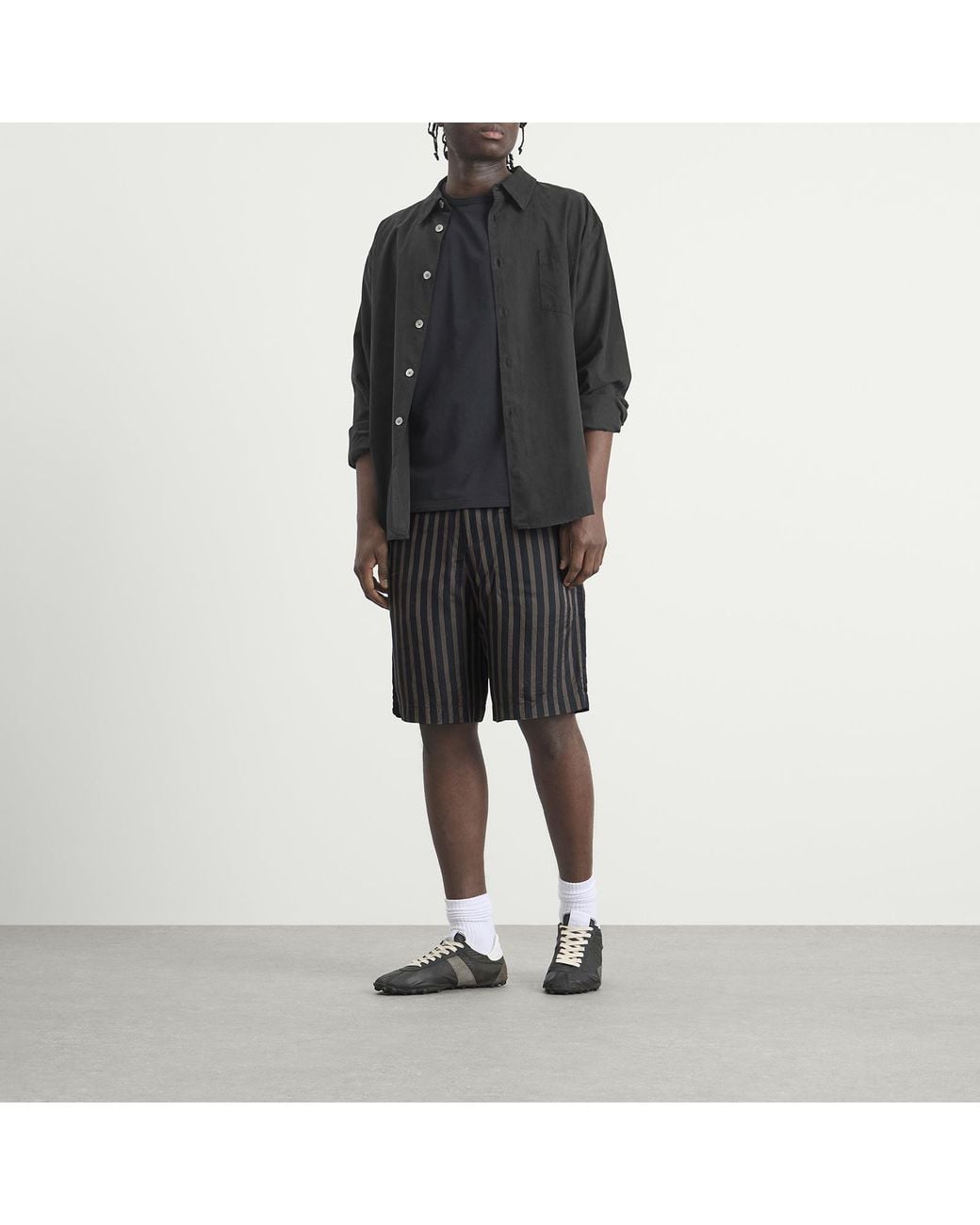 Dries Van Noten Gray Stripe Cupro Shorts for men