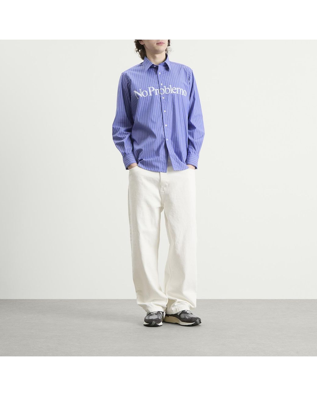 No Problemo Blue Logo Stripe Poplin Shirt