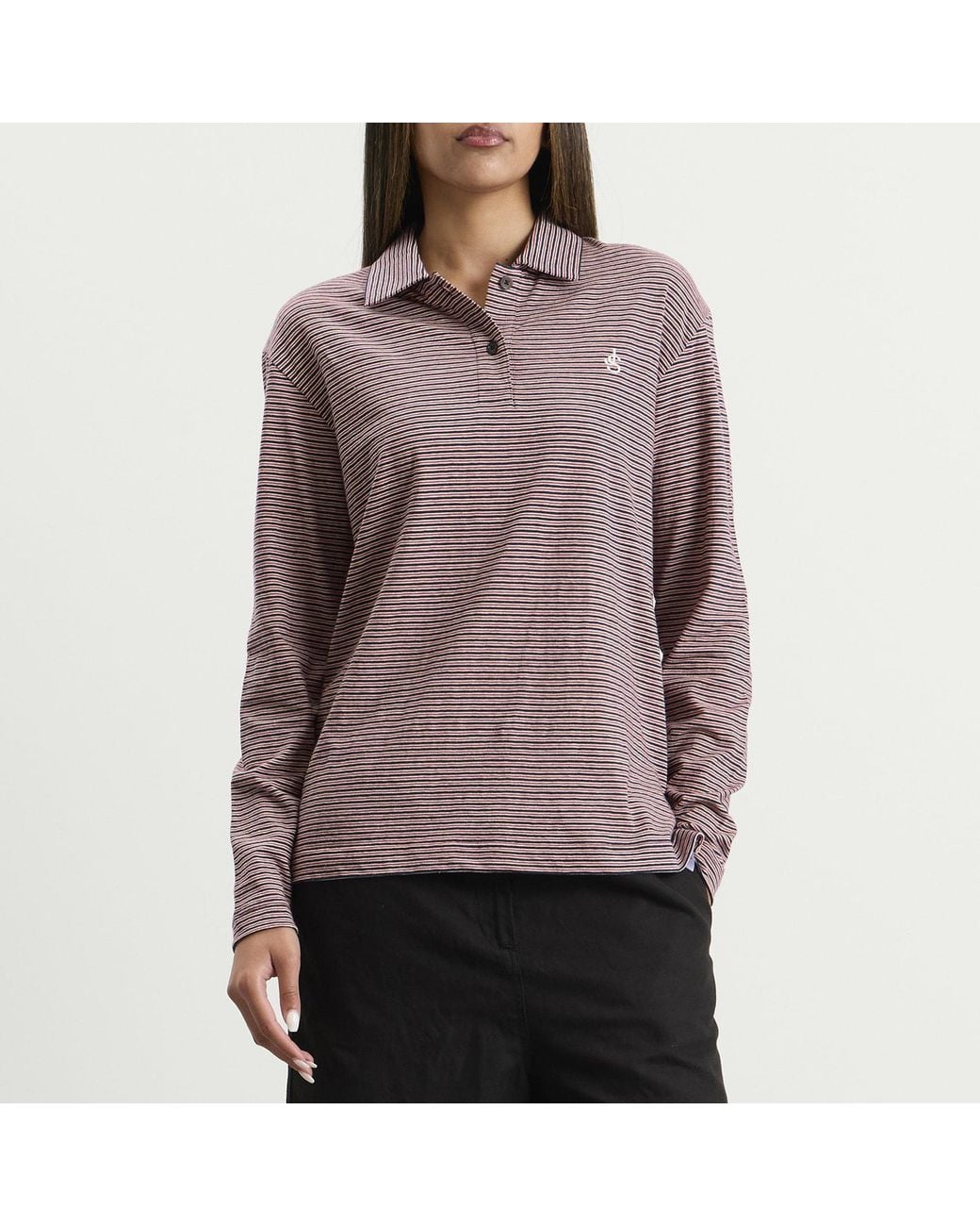 Jil Sander Brown Long Sleeve Polo Shirt
