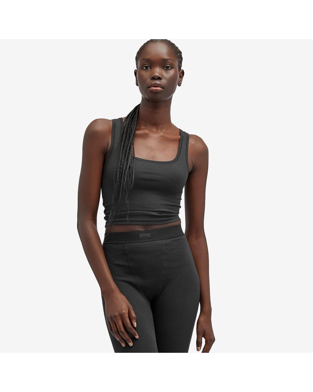 Skims Black Cotton Rib Tank