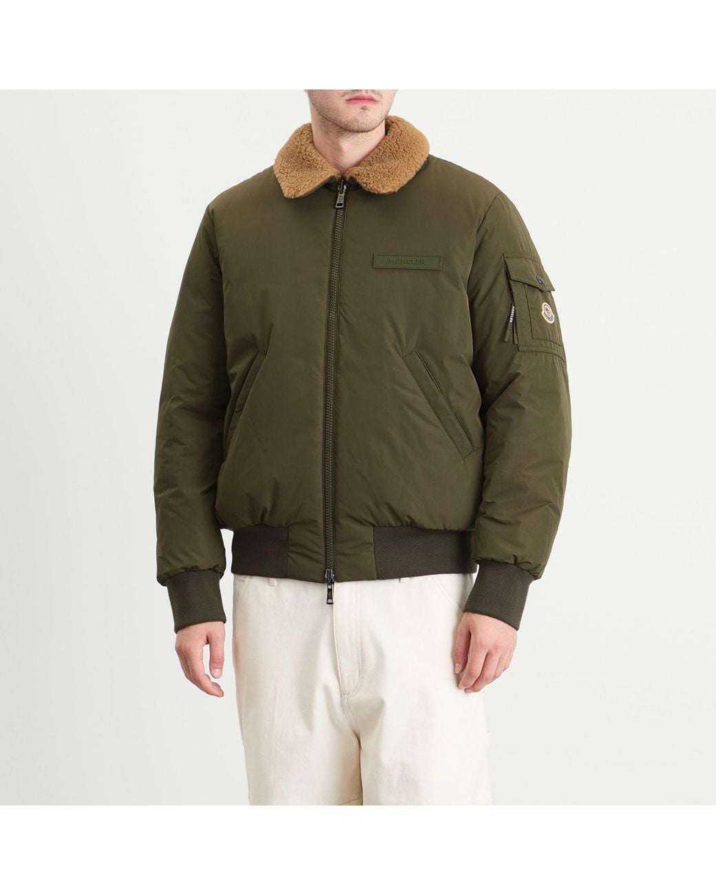 Moncler Green Maulevrier Bomber Reversible Teddy Jacket for men