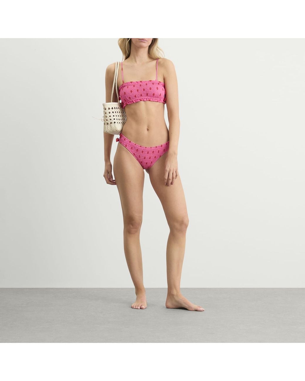 Damson Madder Pink Shirred Bow Bikini Top