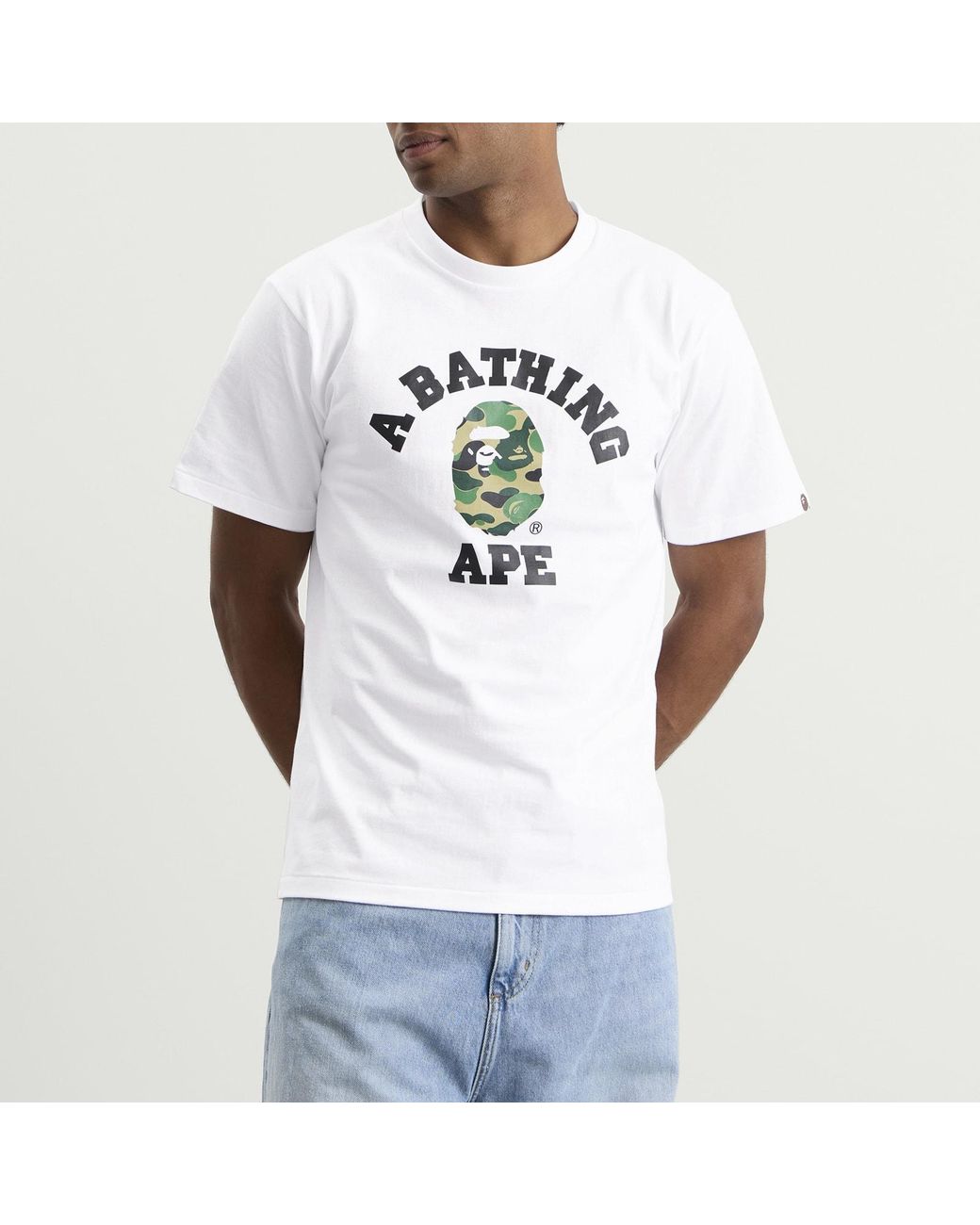A Bathing Ape White Abc Camo College T-Shirt for men