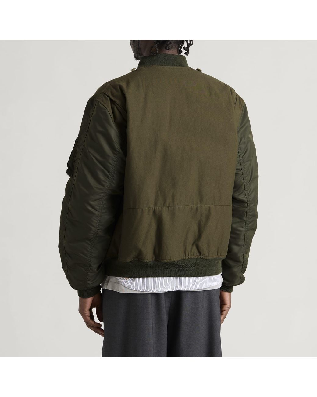 Junya Watanabe Green X Needles Cotton Satin Nylon Bomber Jacket for men