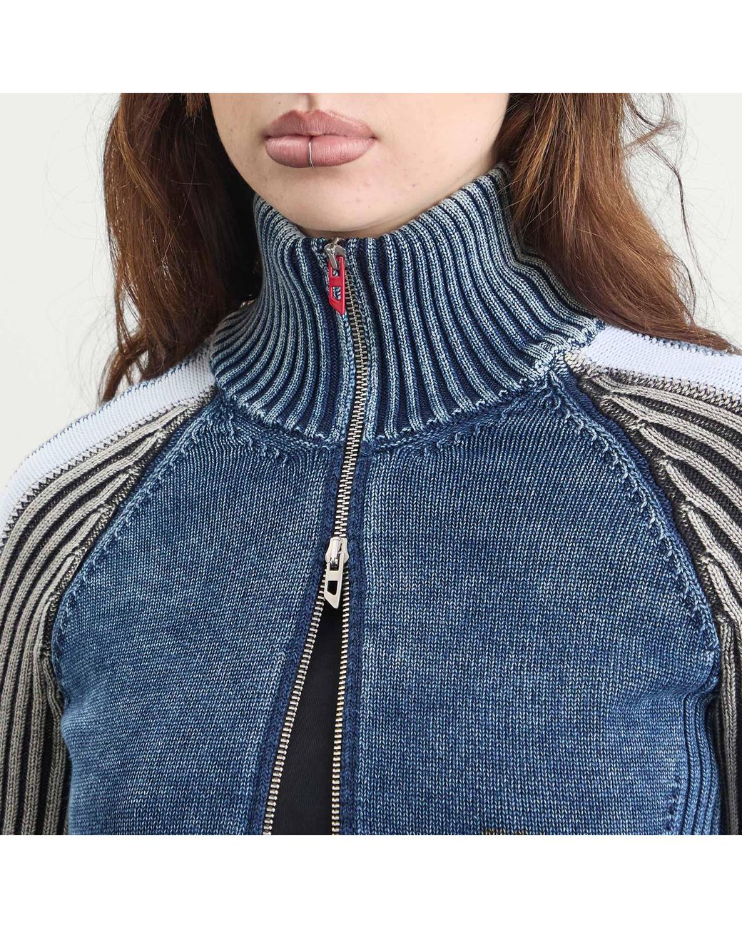 DIESEL Blue M-Estrella Ribbed Jacket