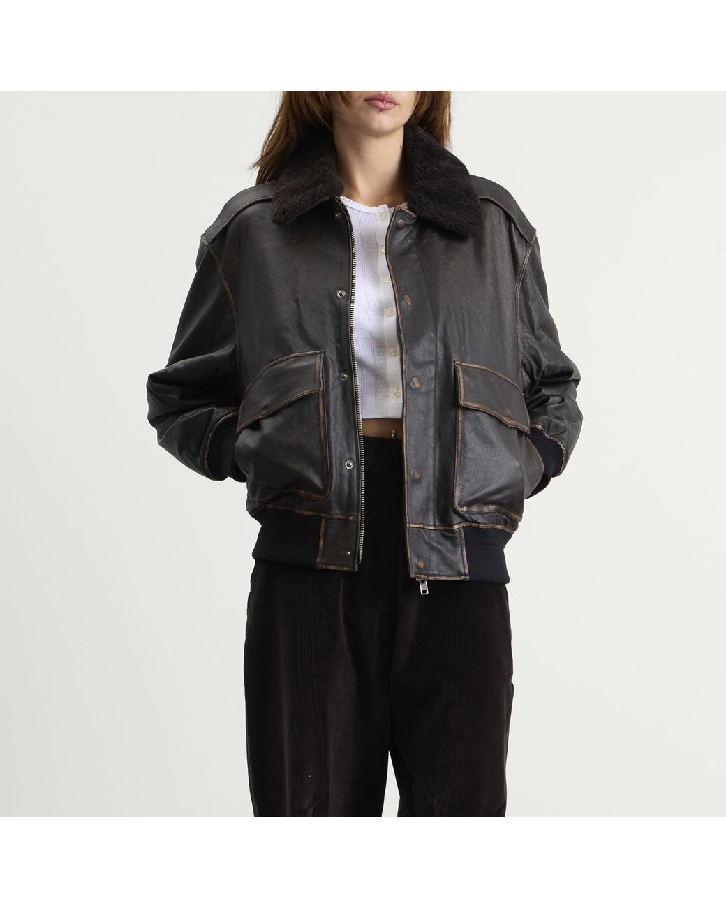 DUNST Black Detachable A-2 Leather Blouson