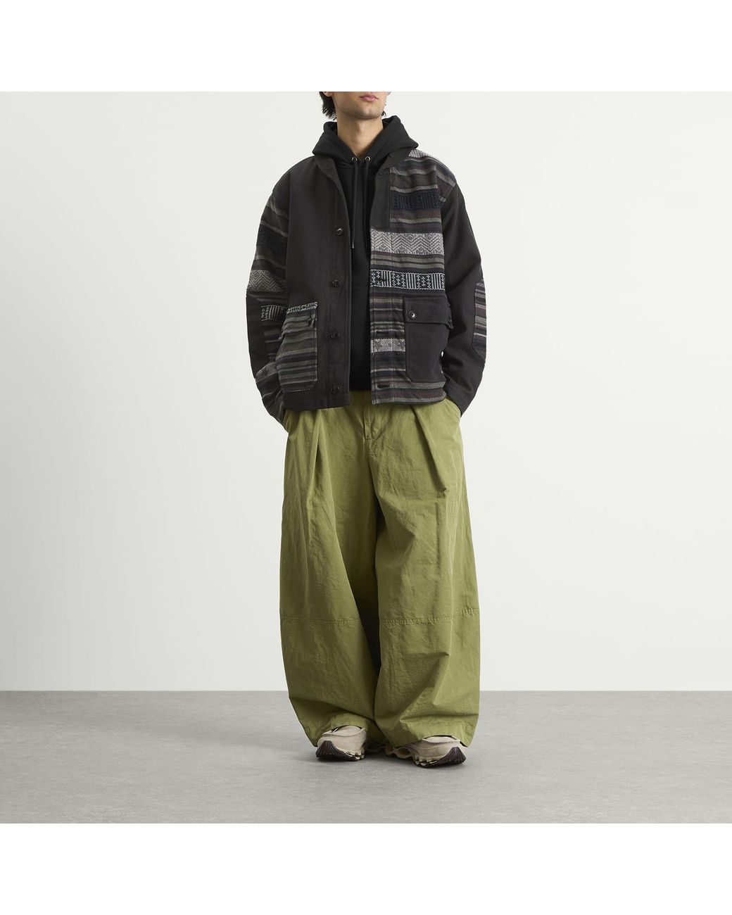 Maharishi Black Upcycled Patchwork Chore Jacket for men