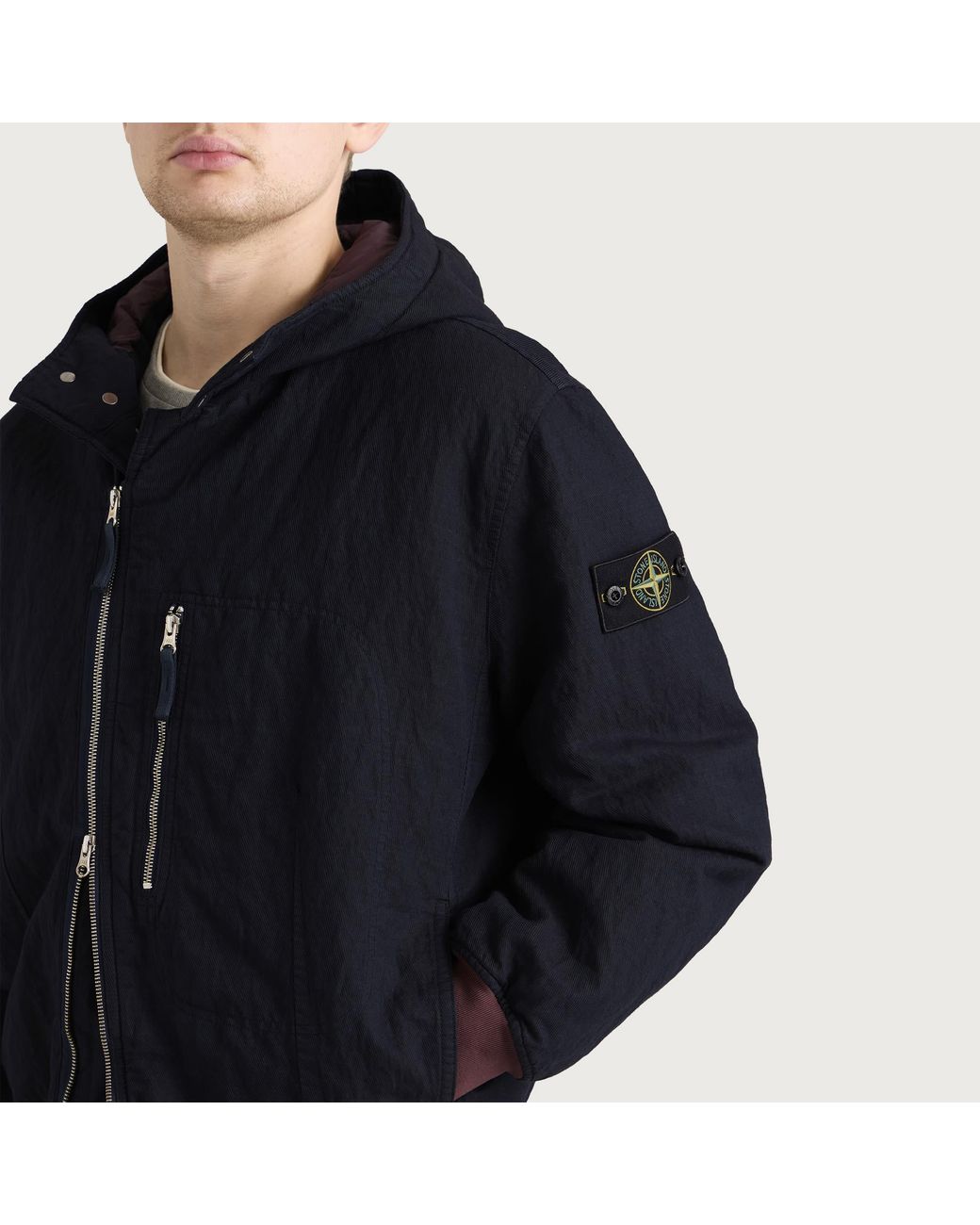 Stone Island Blue Diagonal Cotton Wool-Tc Garment Dyed Jacket for men