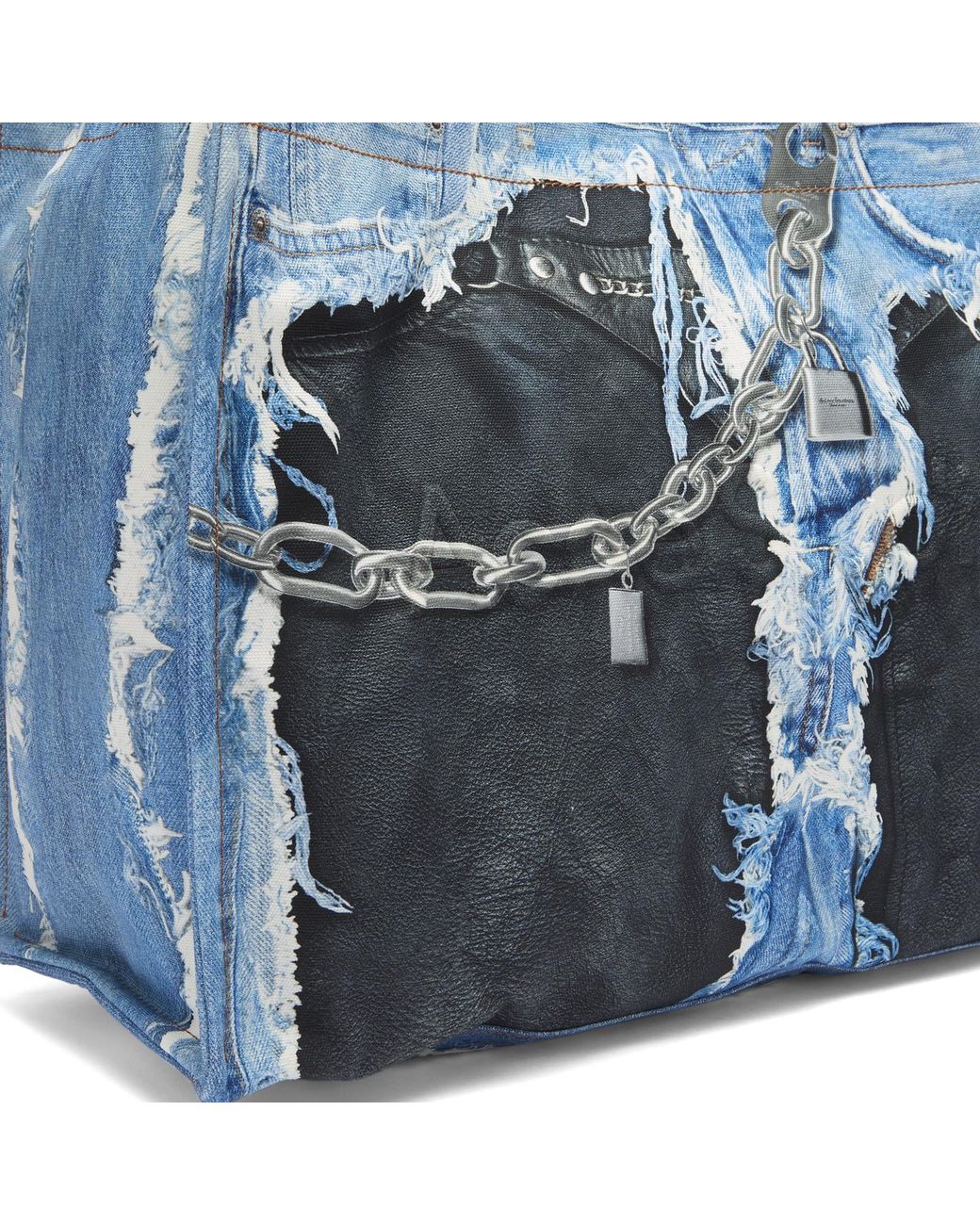 Acne Blue Trompe L'Oeil Print Tote Bag for men