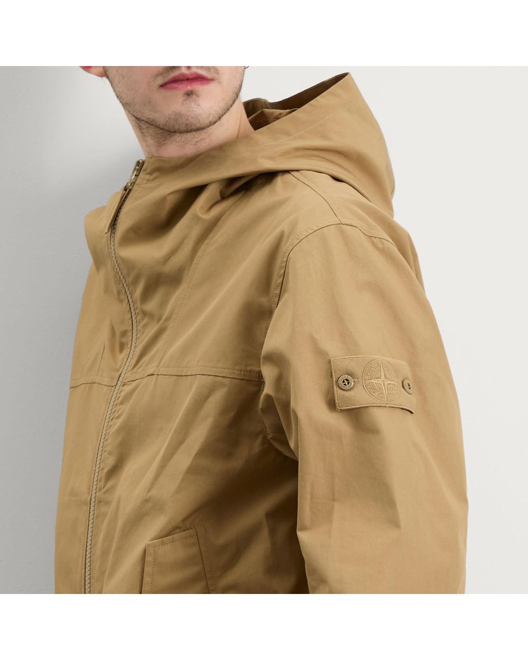Stone Island Natural Ghost Cotton Canvas Hooded Jacket for men