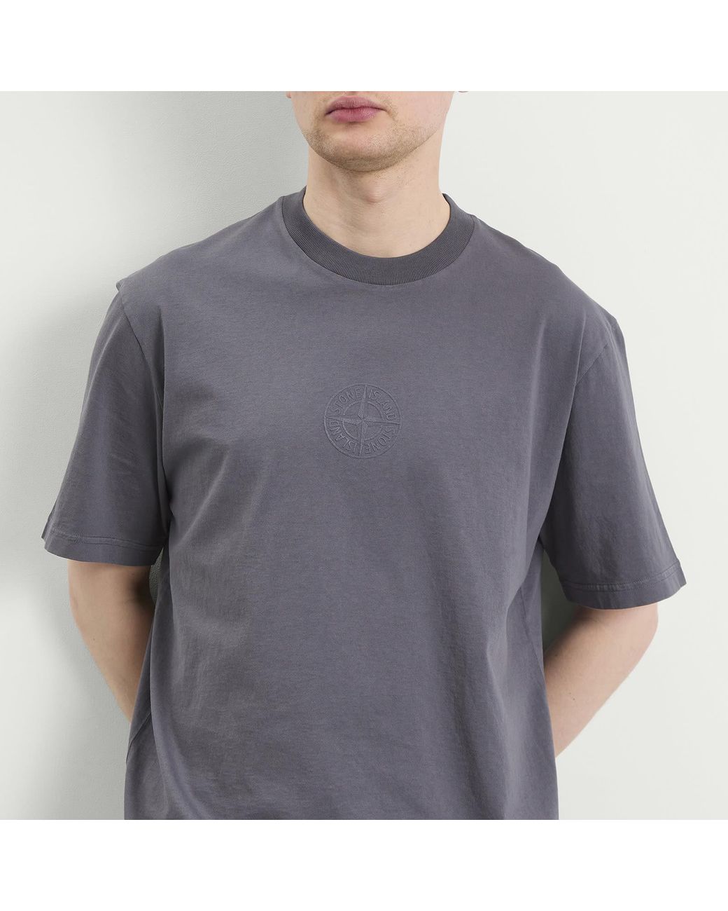 Stone Island Gray Camo Compass T-Shirt for men