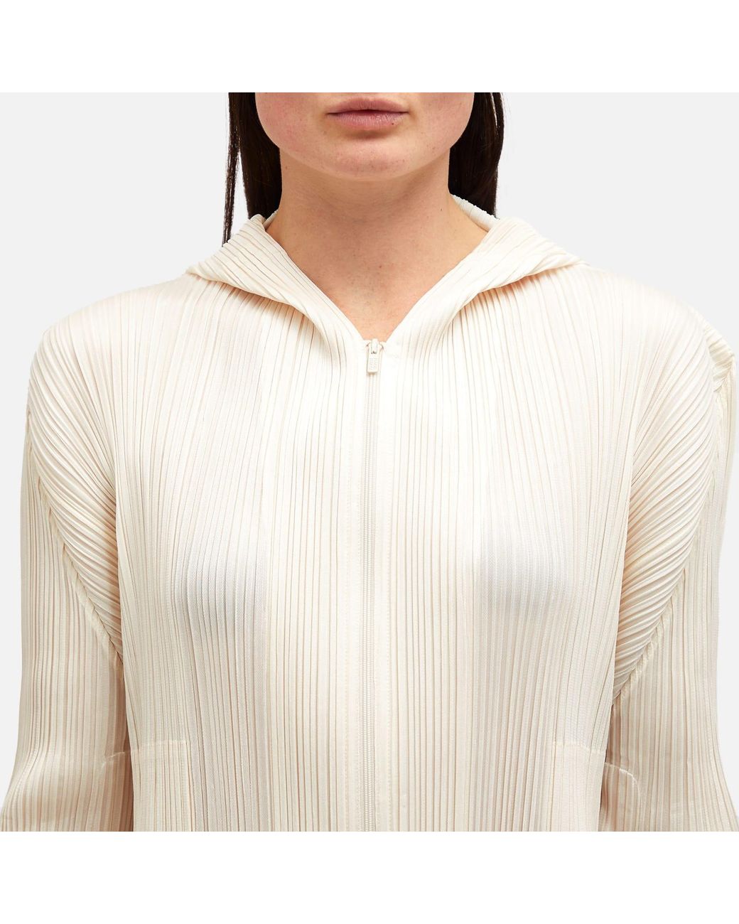 Pleats Please Issey Miyake Hoodie in White | Lyst
