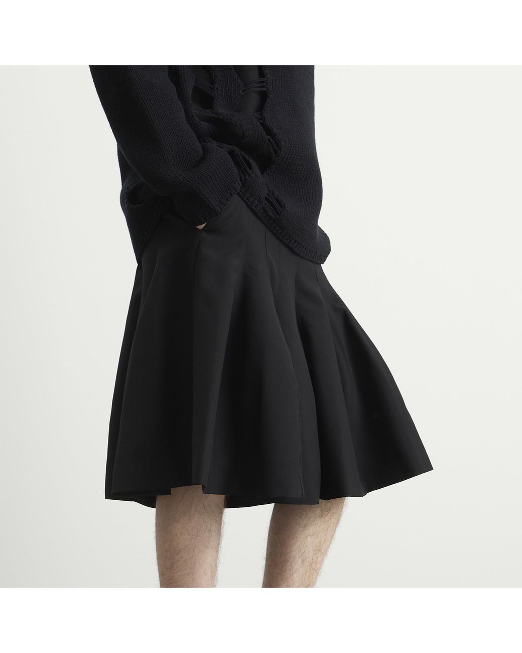 Comme des Garçons Black Wool Structured Shorts for men