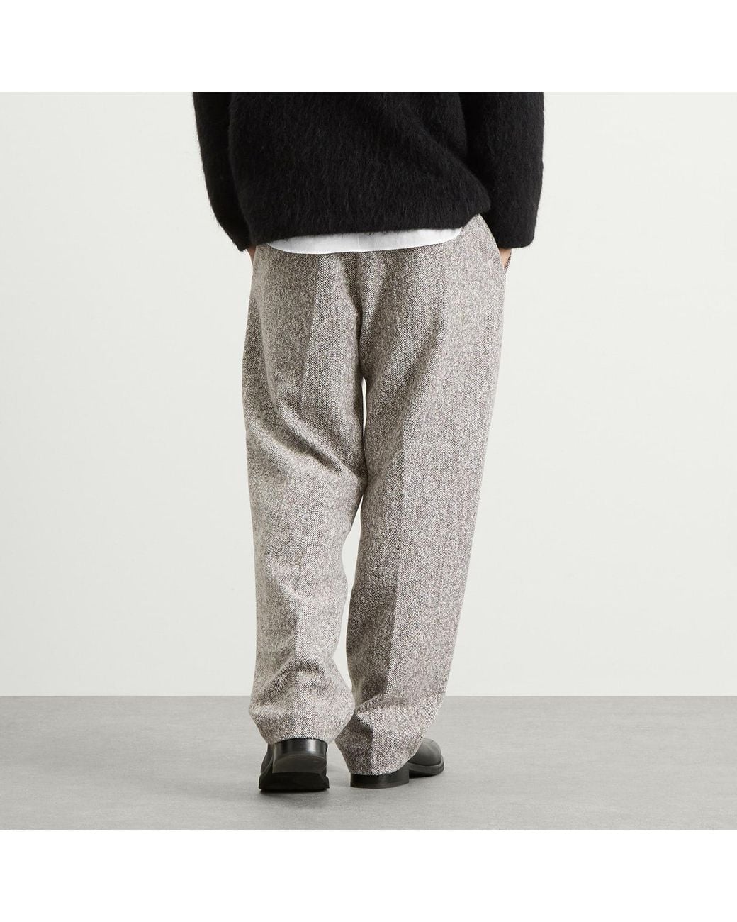 NN07 Gray Paw Herringbone Weave Trousers for men