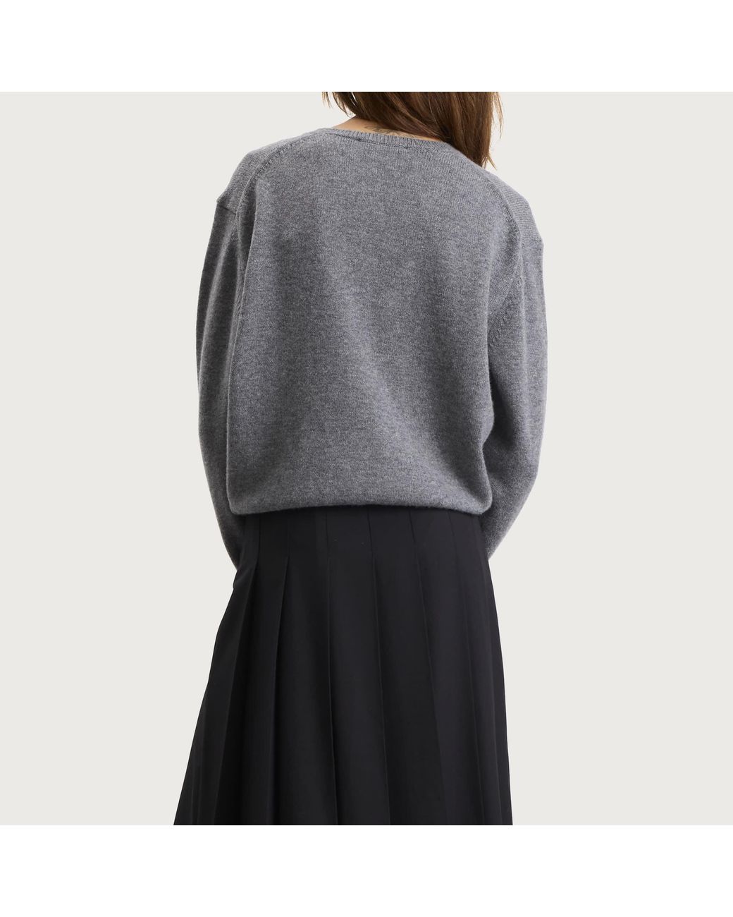 DUNST Gray Cashmere V-Neck Sweater