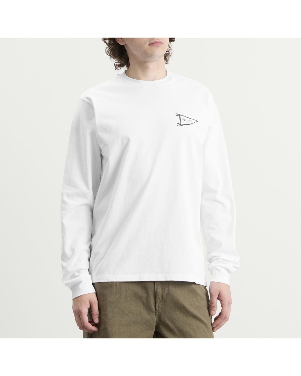 Palmes White Pennant Longsleeve T-Shirt for men