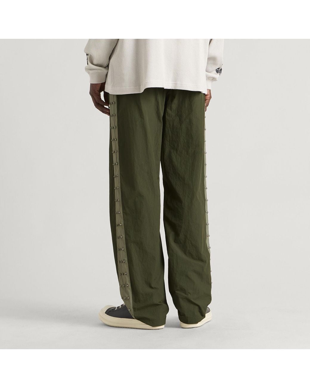 THUG CLUB Green Triple Line Stud Track Pants for men