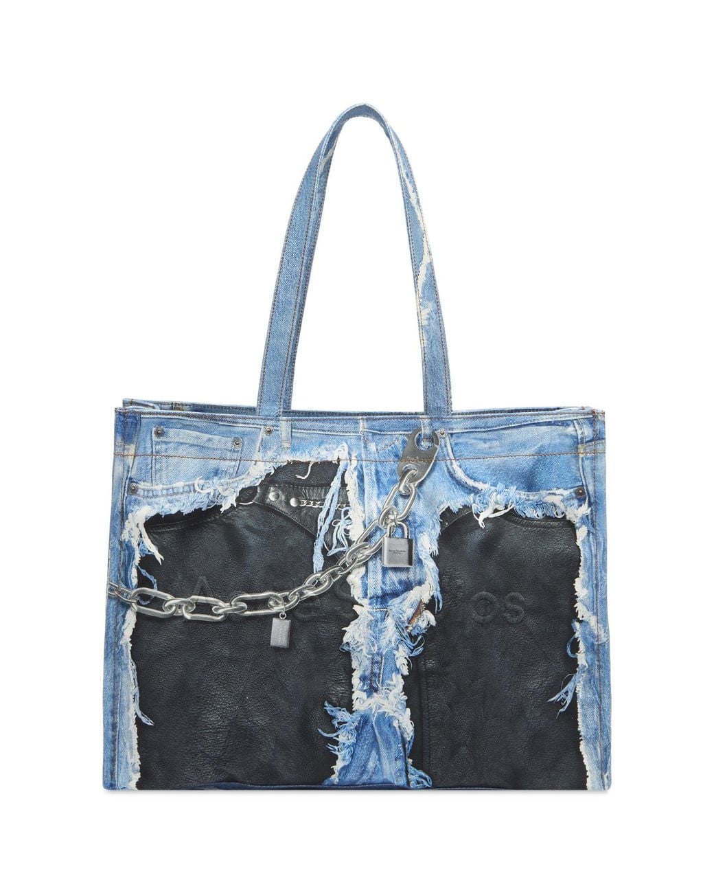 Acne Blue Trompe L'Oeil Print Tote Bag for men