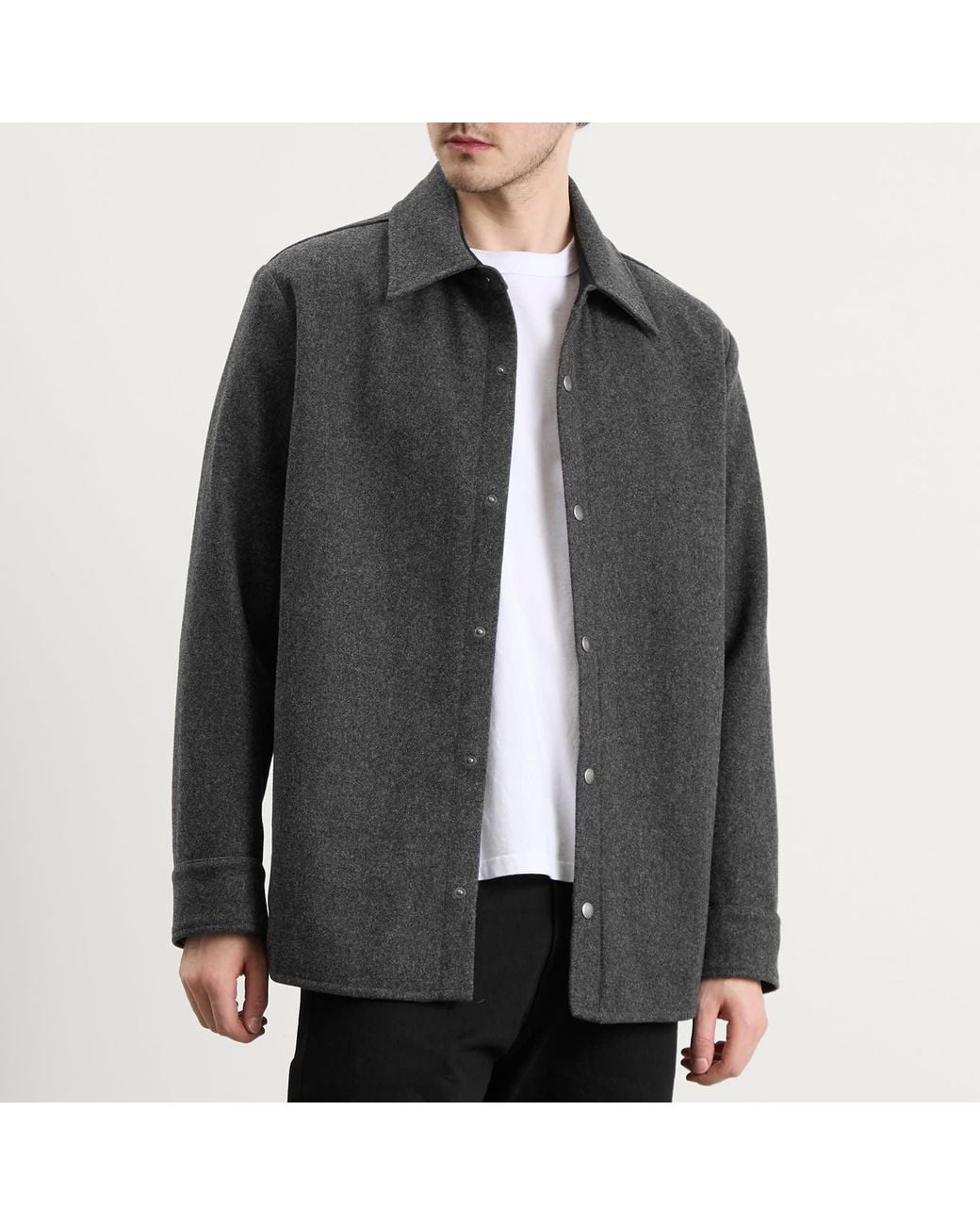 A.P.C. Black Snap Button Overshirt for men