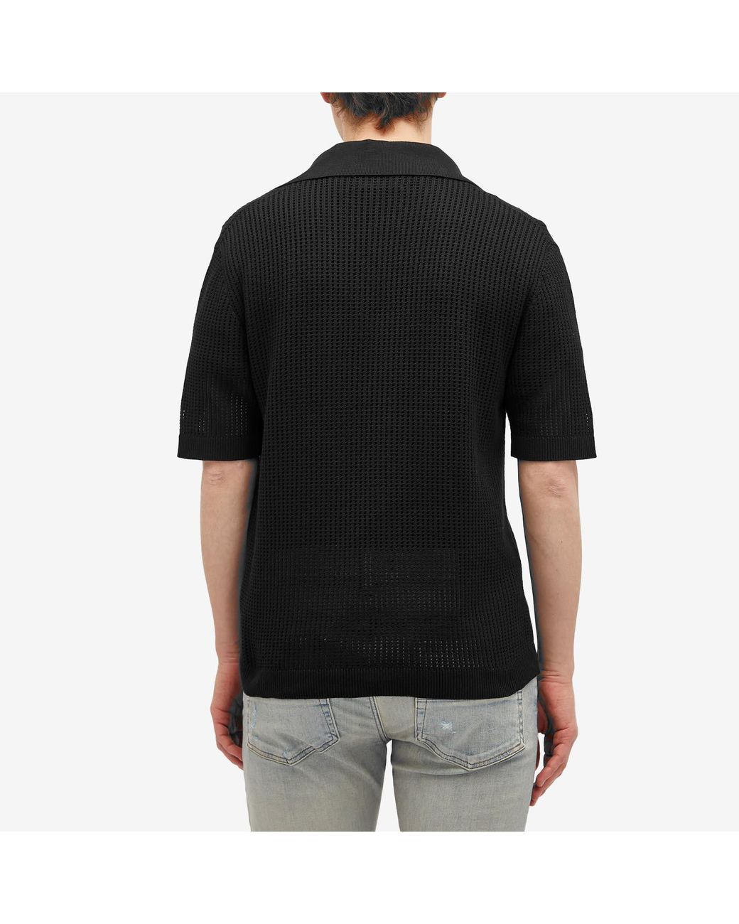 【送料関税込】AMIRI Short Sleeve Mesh Polo Amiri Short Sleeve Mesh Polo in Black for Men | Lyst