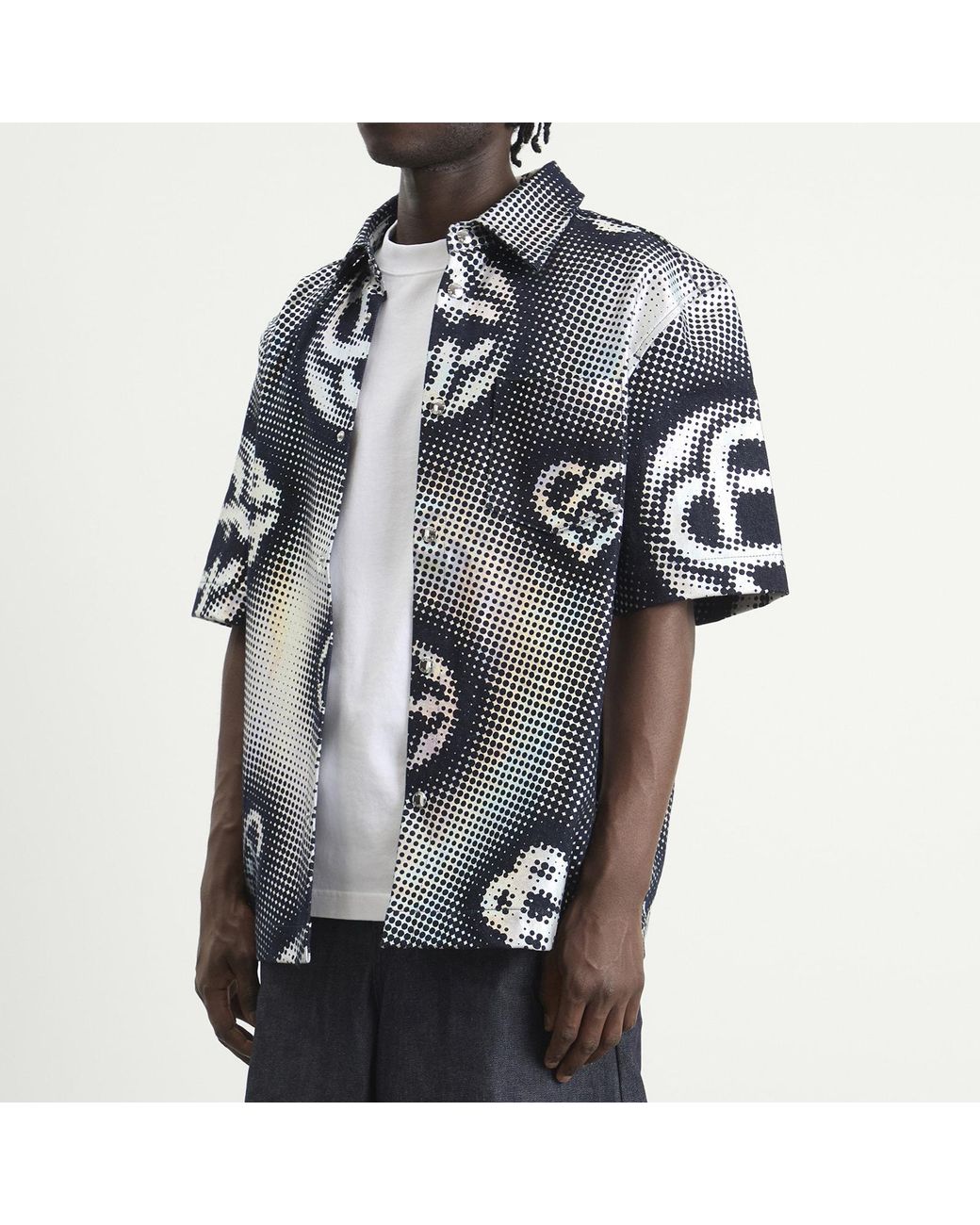 Casablanca Black Pearlescent Monogram Denim Shirt for men