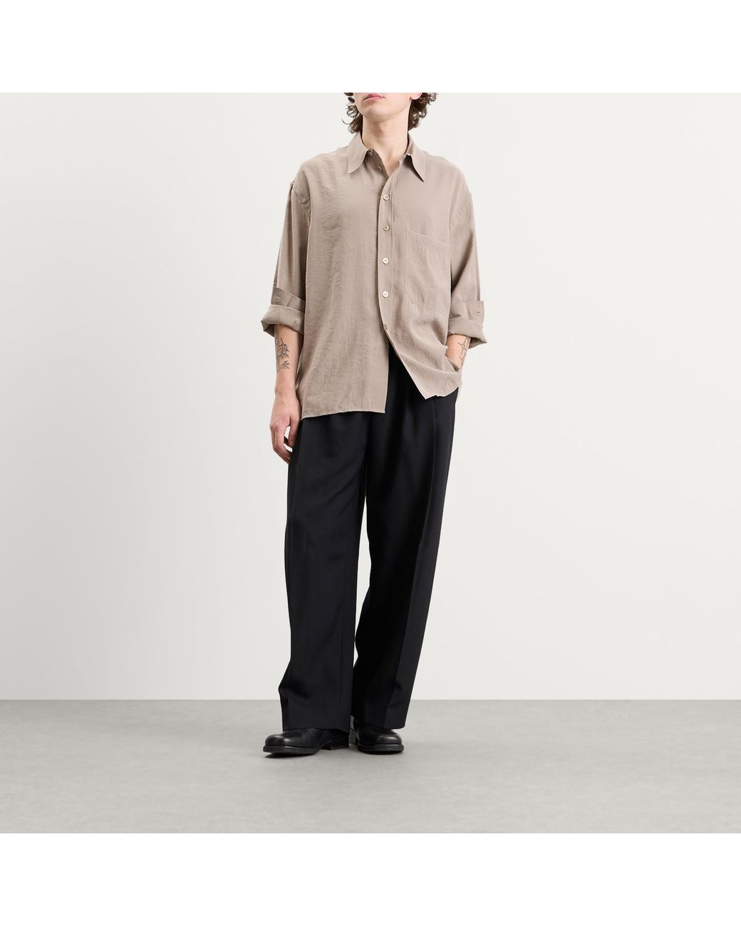 Studio Nicholson Brown Emper Oversized Patch Pocket Shirt for men