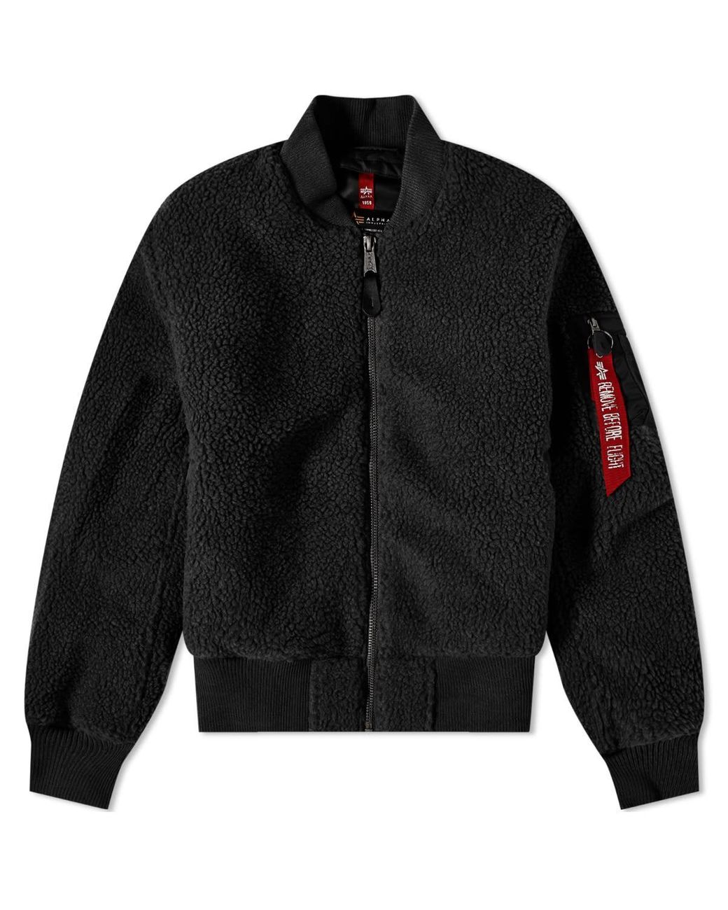 Alpha Industries Ma 1 Teddy Fleece Jacket in Black for Men Lyst UK