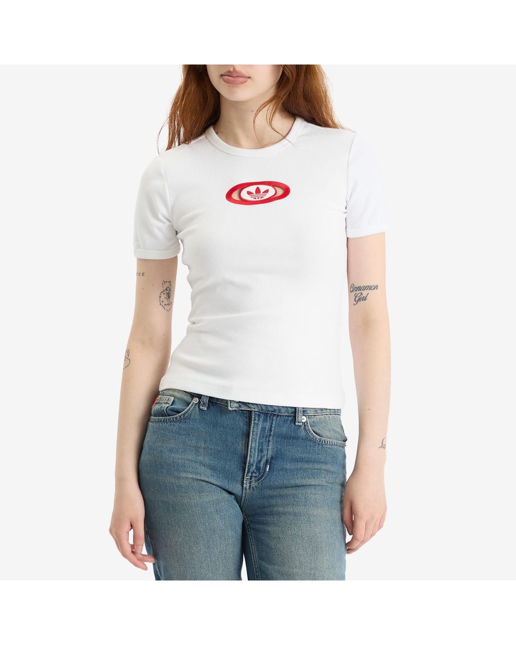 Adidas White Campus 2000 Cutout Ribbed T-Shirt