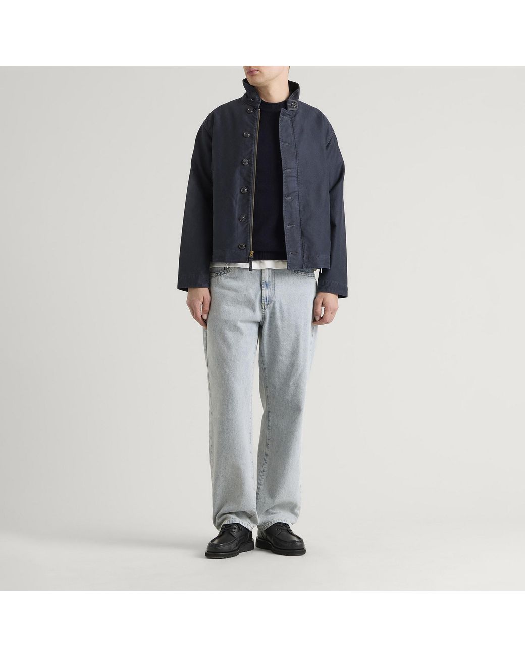 Pittari Blue Usk Lambswool Roll Collar Jumper for men