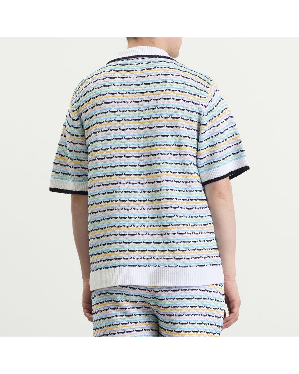 Casablanca Blue Tuck Stitch Shorts Sleeve Shirt for men