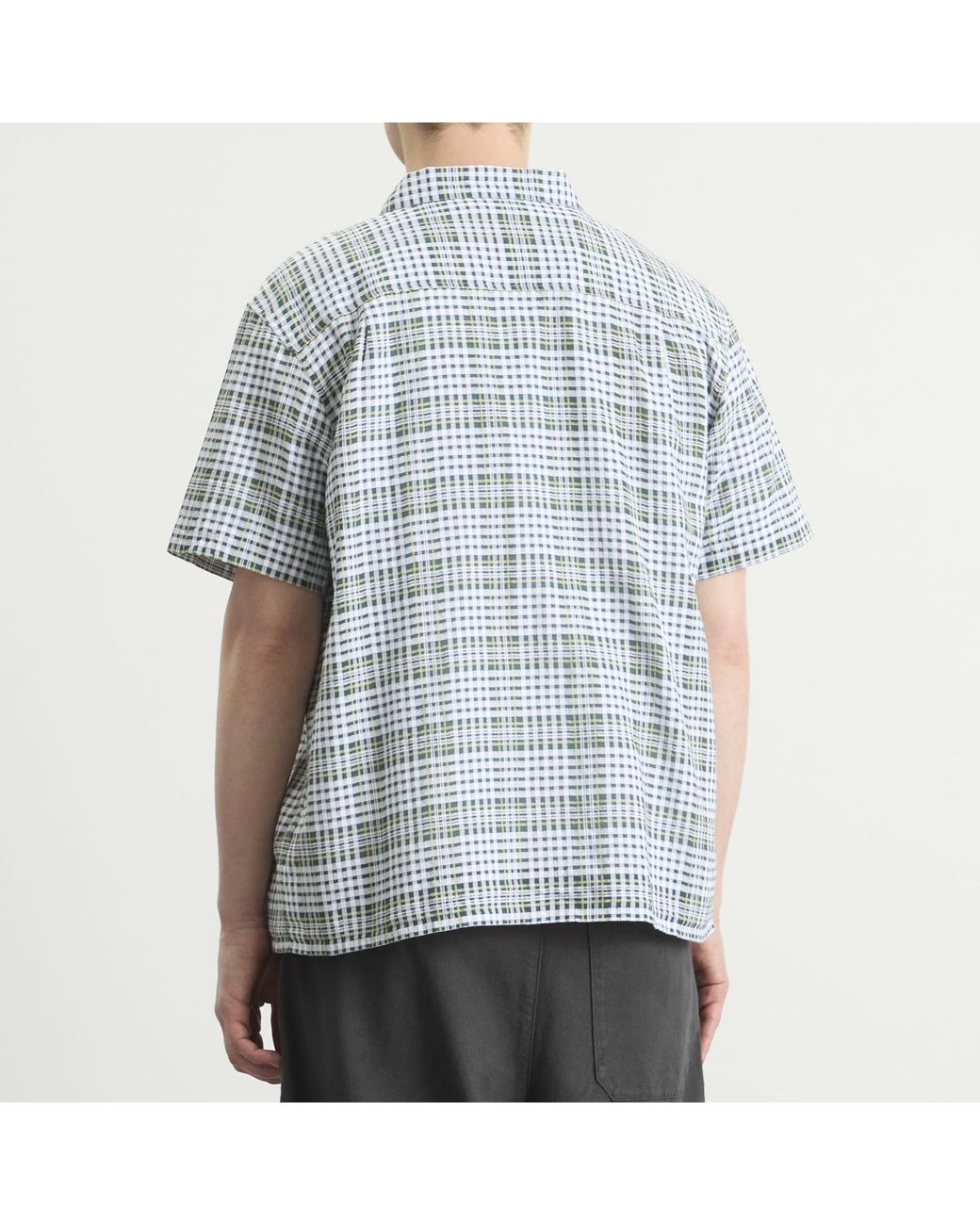 YMC Blue Cotton Check Malick Shirt for men