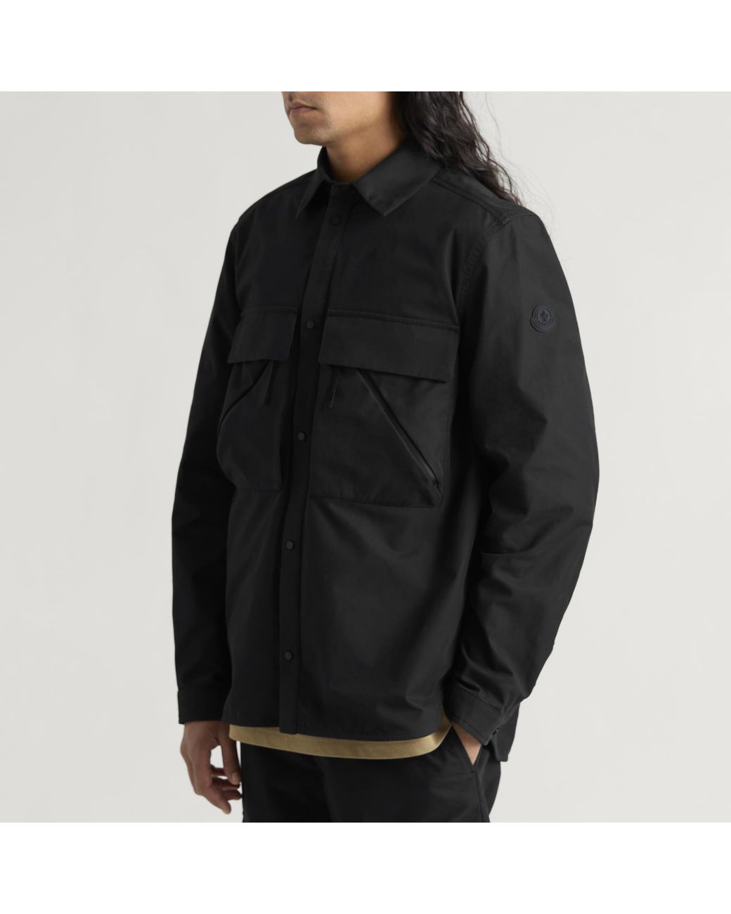 Moncler Black Brushed Cotton Cargo Shirt for men