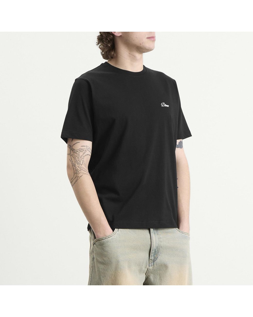 Dime Black Cursive Logo T-Shirt for men