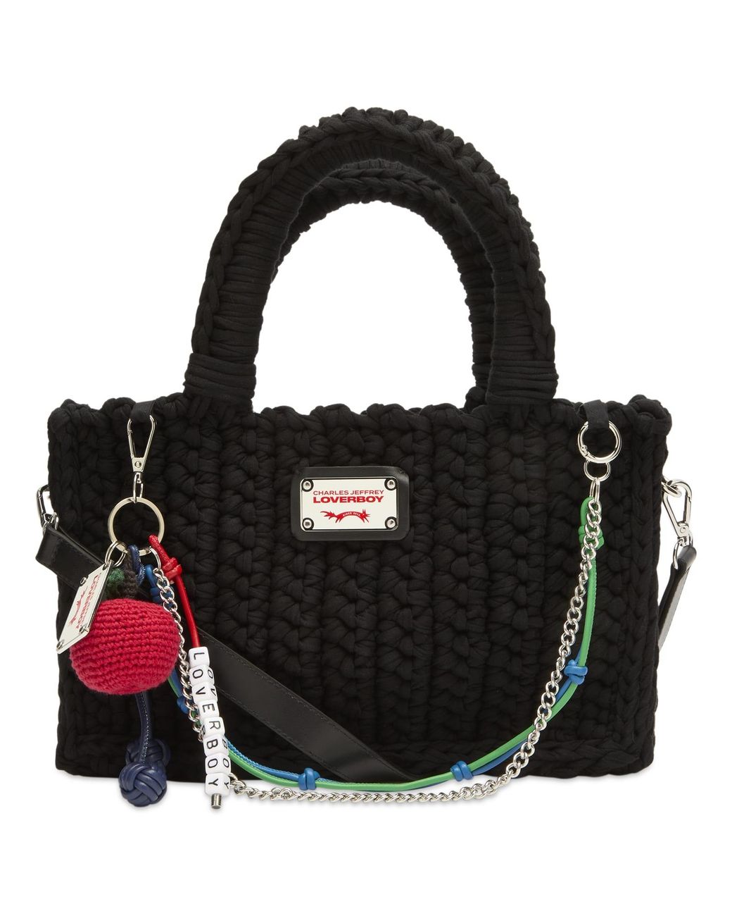 Charles Jeffrey Black Apple Charm Bucket Bag