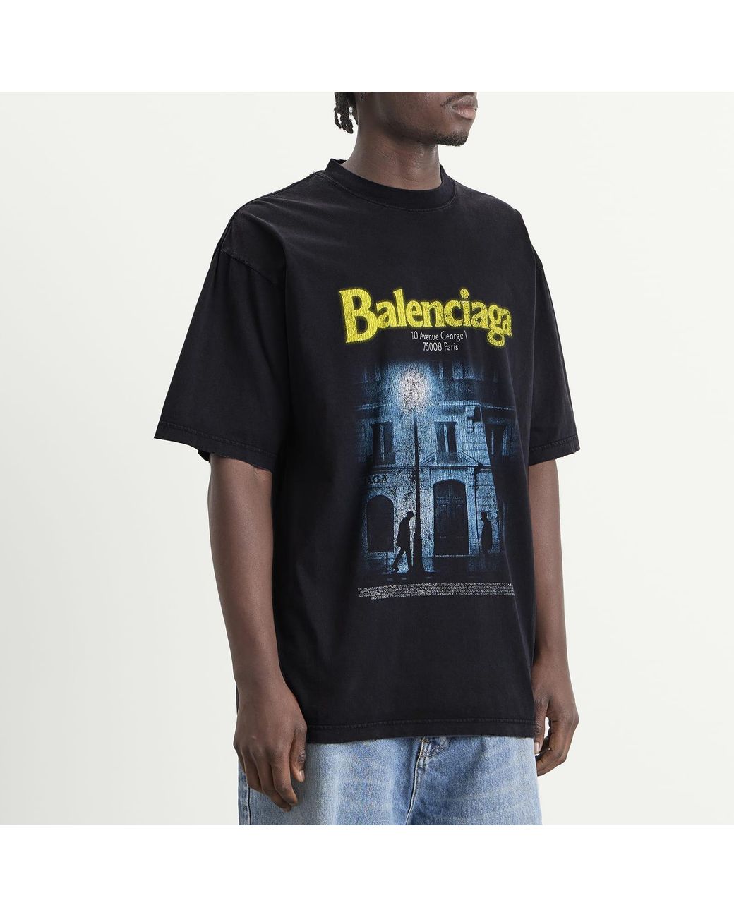 Balenciaga Black Graphic Logo T-Shirt for men