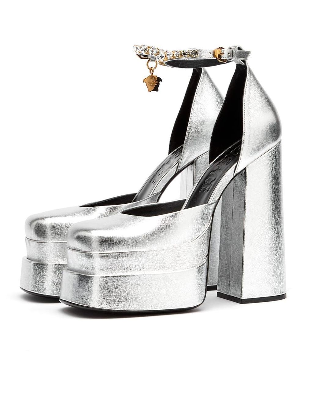 Versace Platform Heel in White | Lyst