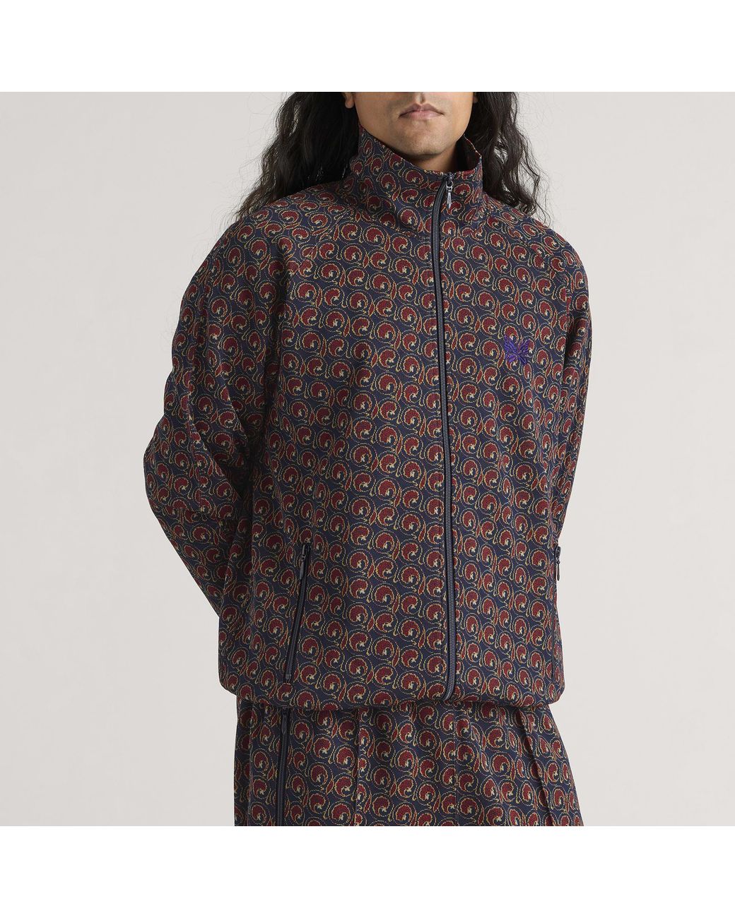 Needles Brown Poly Jacquard Track Jacket for men
