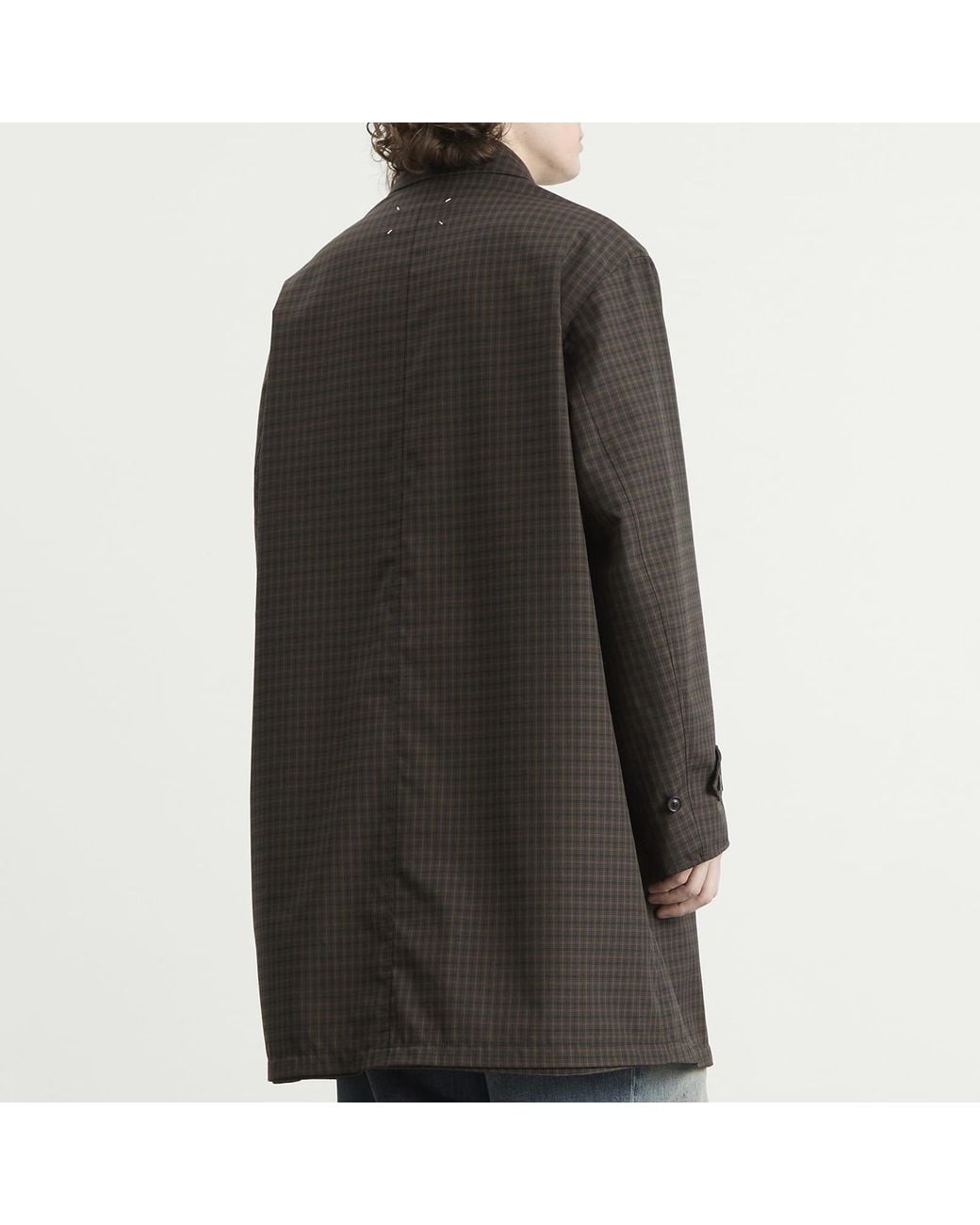 Maison Margiela Black Check Reversible Coat for men