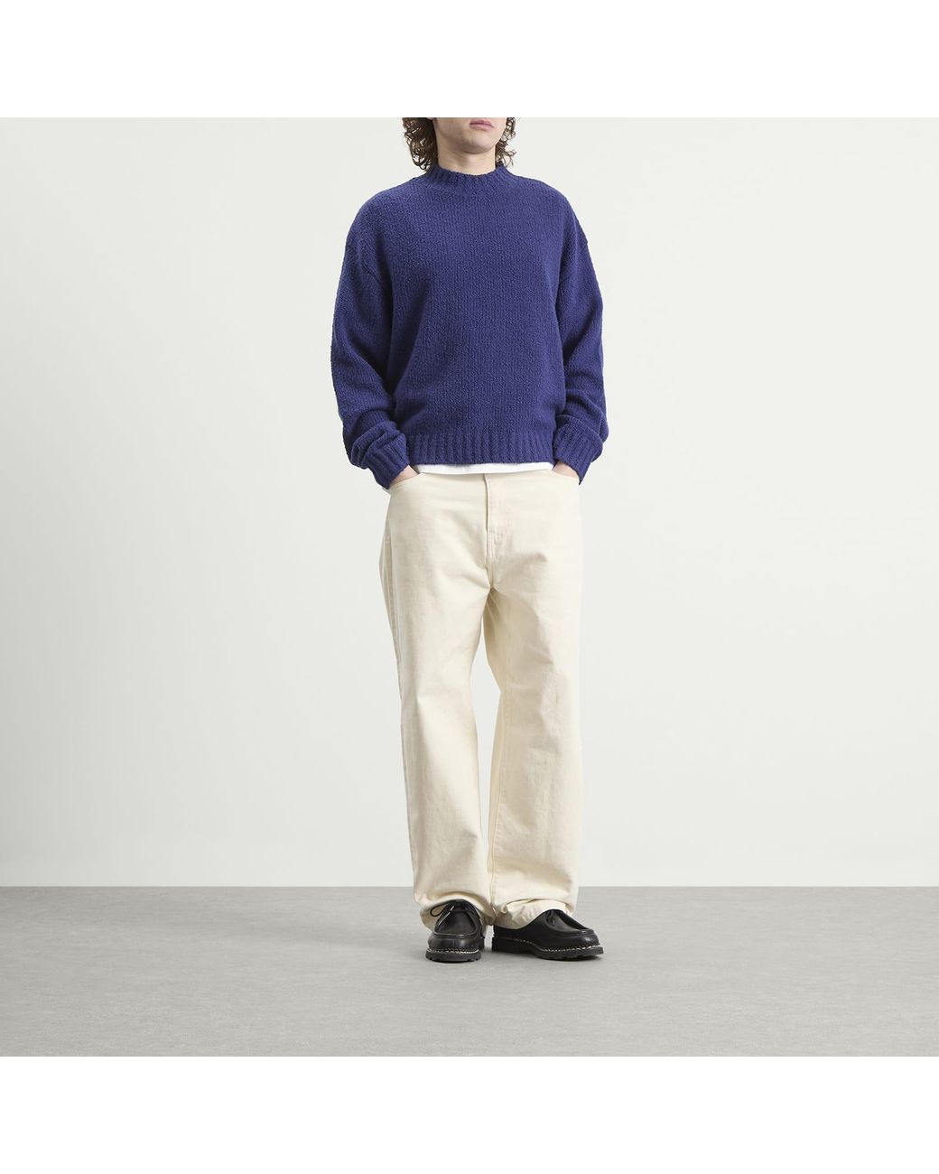 BOUND Blue Cropped Wool Jumper for men