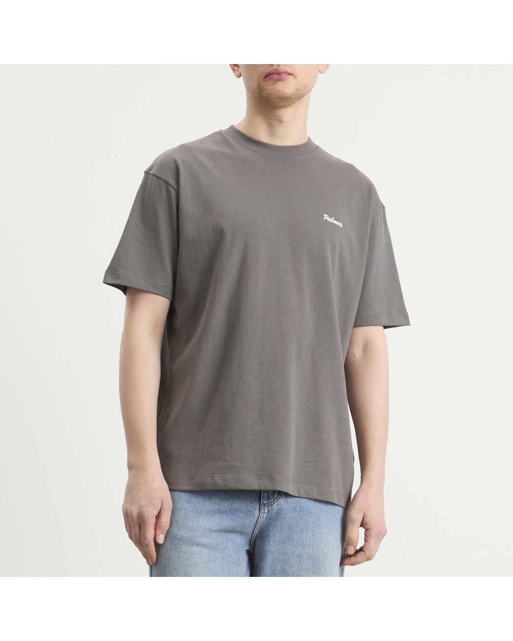 Palmes Gray Logo Stitch T-Shirt for men