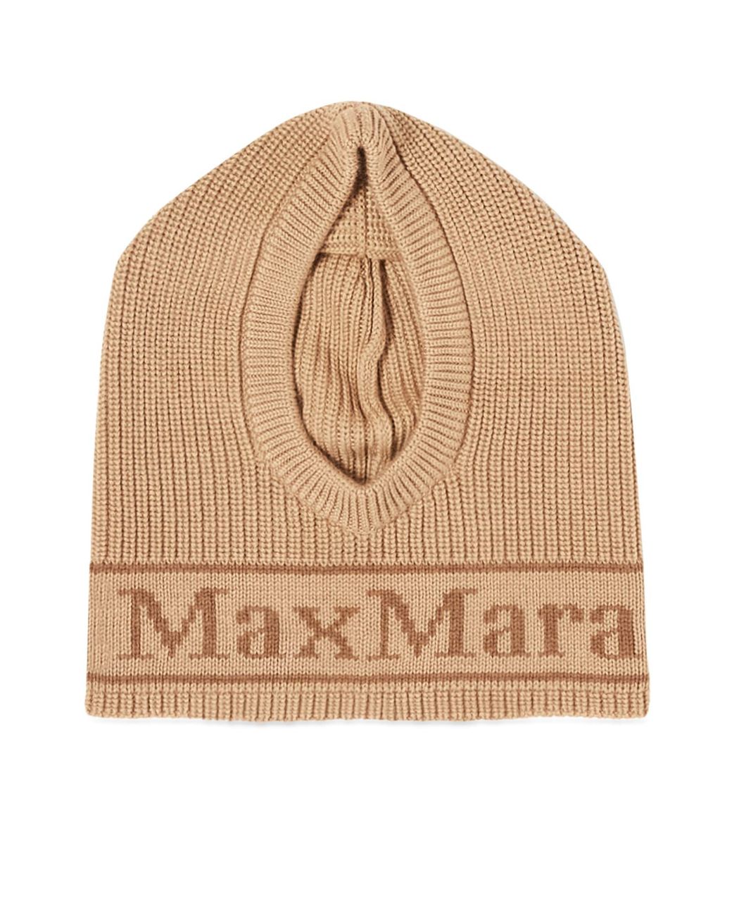 Max Mara　GONG　ウール バラク ラバ　ロゴ Gong logo wool ski mask in brown - Max Mara | Mytheresa