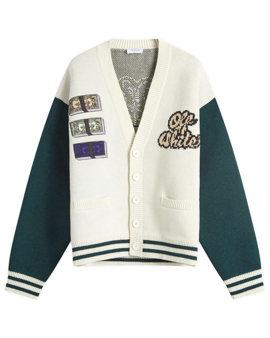 Off-White c/o Virgil Abloh Crystal Cash Varsity Knitted Cardigan