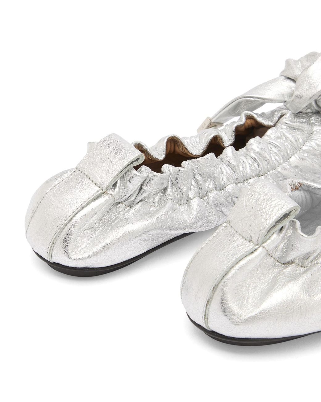 Toga White Metallic Leather Ballet Shoes