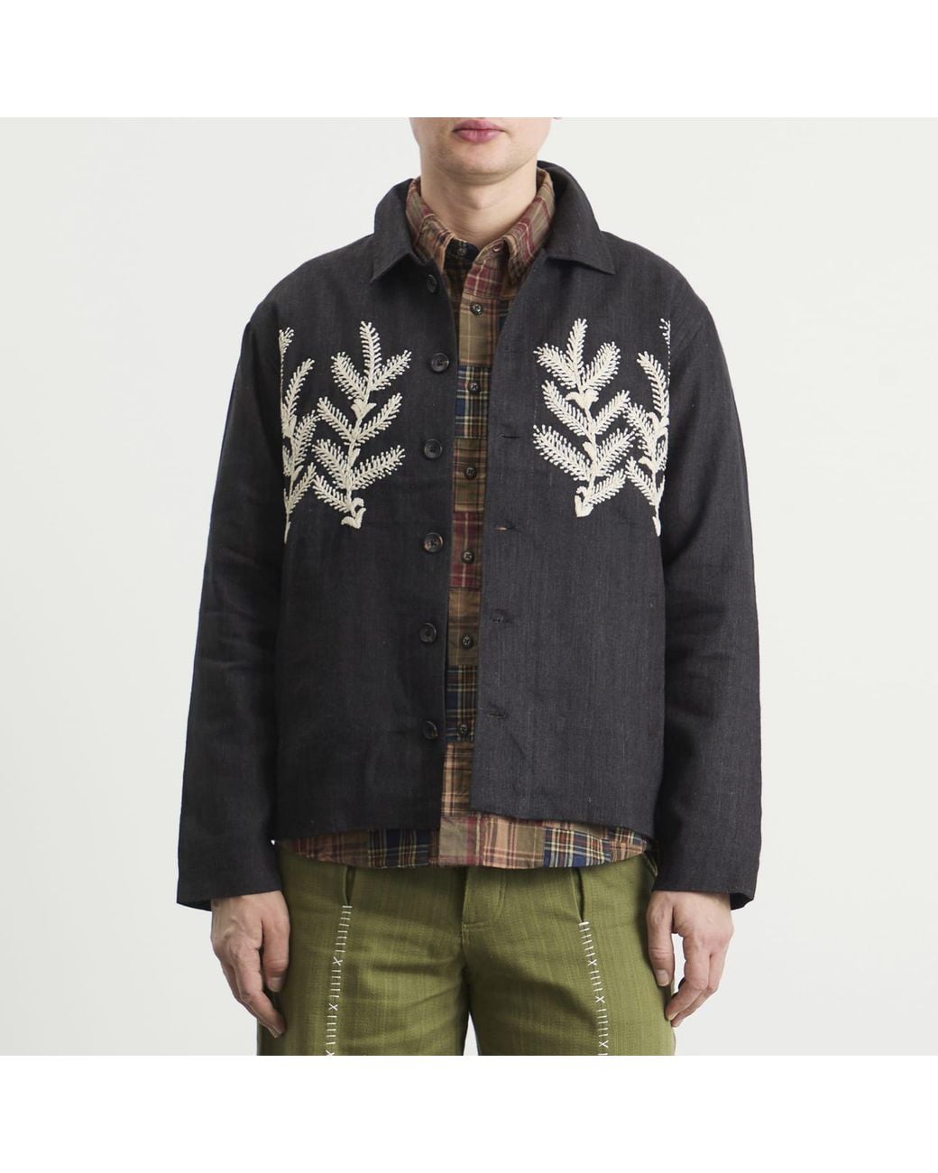 Kartik Research Black Block Print Boxy Jacket for men