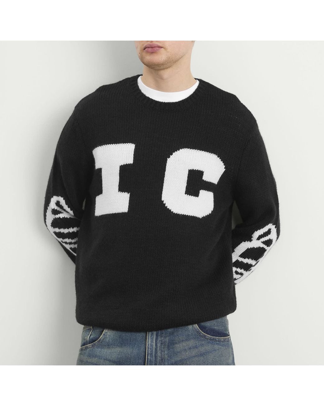 ICECREAM Black Running Dog Knitted Sweater for men