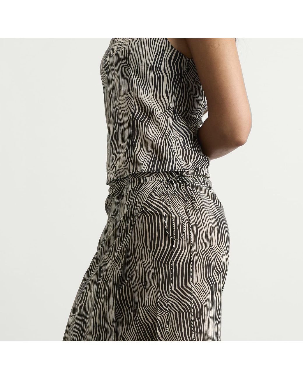 St. Agni Gray Savannah Silk Wrap Skirt