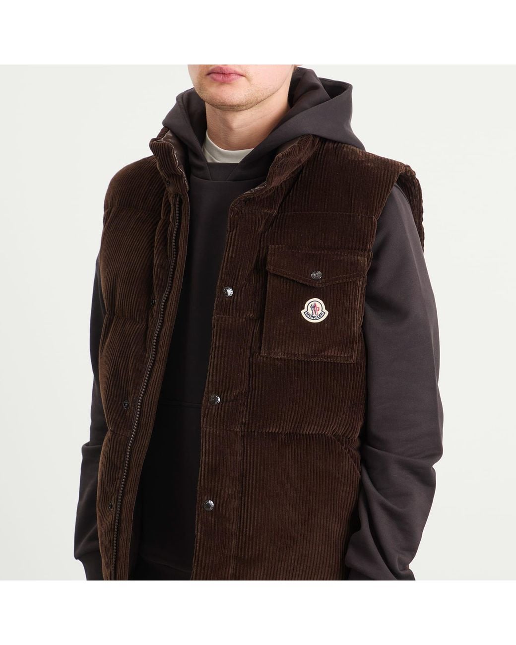 Moncler Brown Agen Vest Maxi Corduroy Gilet for men